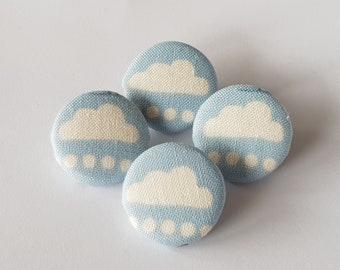 4 fabric buttons 23 mm clouds