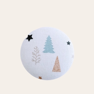 Fabric button 45 mm &quot;Winter Wonderland&quot;