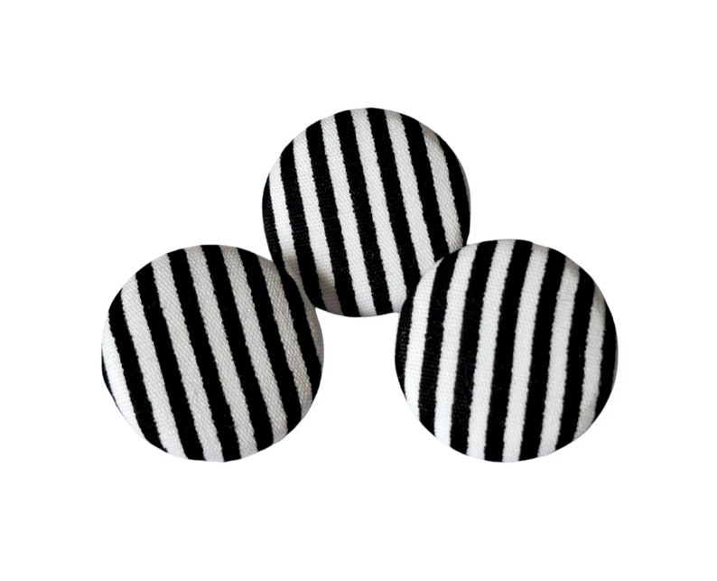 3 fabric buttons stripes black image 1