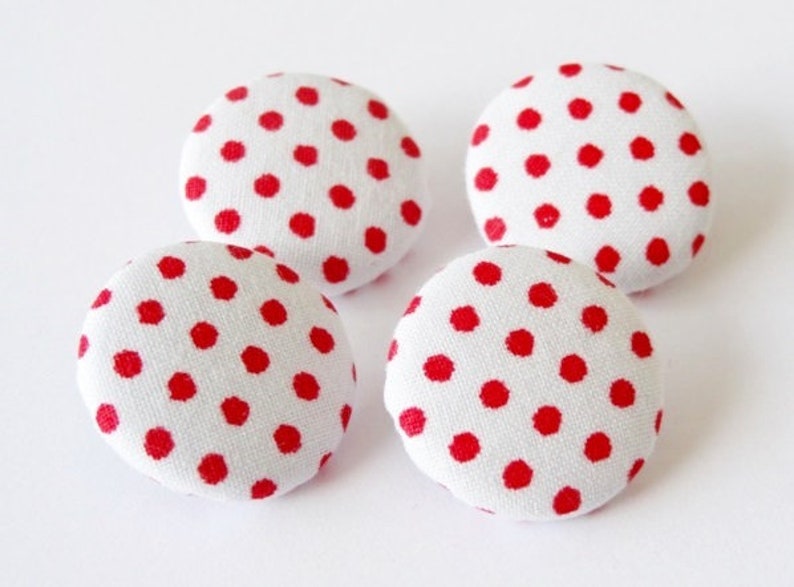 4 fabric buttons dots red dots