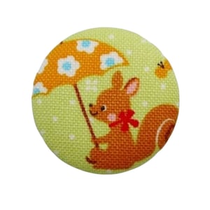 Fabric button 38 mm XL "Squirrel with umbrella"