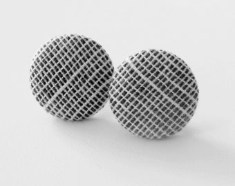 Studs fabric button delicate black grey striped