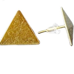 schlichte Ohrstecker Dreieck Triangle Messing Bild 2