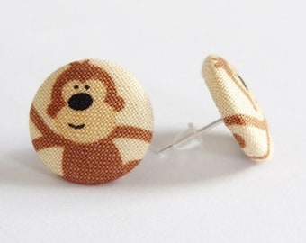 Stud fabric button "Happy Monkey"