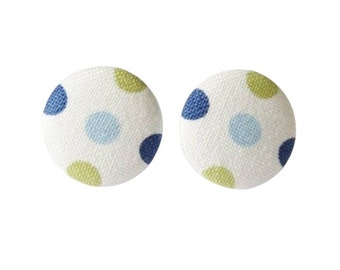 Ear stud fabric button large dots