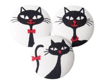 3 Stoffknöpfe 38mm XL "Cute Cats"