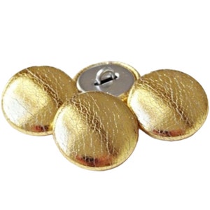 4 tygknappar 23 mm läder guld