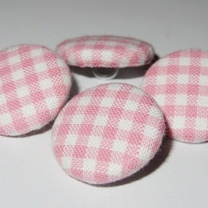 4 tygknappar 23 mm ginghamrosa