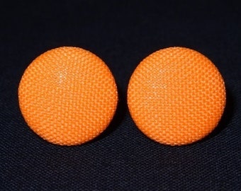 Ohrstecker Stoffknopf Neon orange