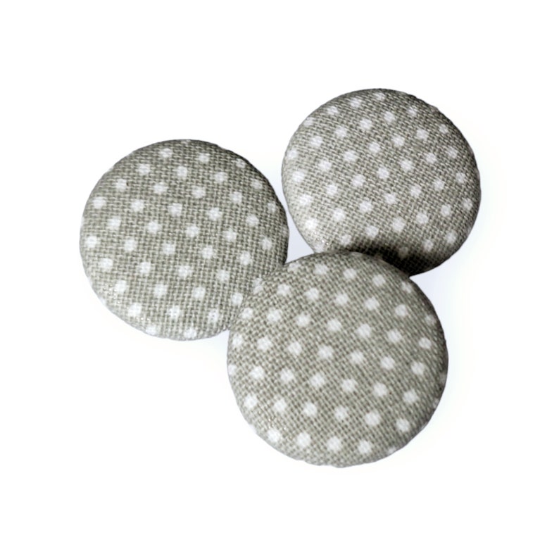 3 fabric buttons dots grey image 1