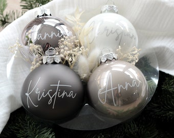 Weihnachtskugel personalisiert 4-er Set #grau