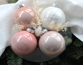 Weihnachtskugel personalisiert 4-er Set #rosa