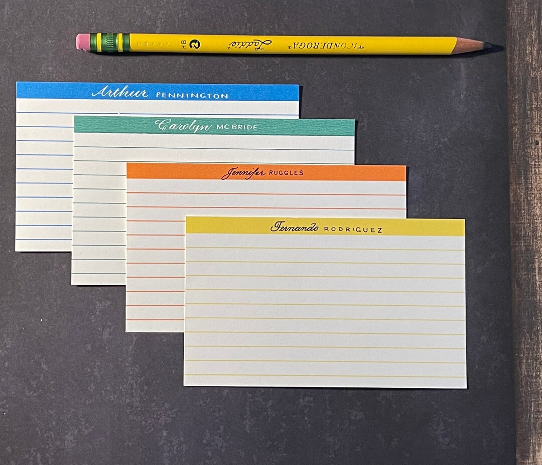 Personalized index cards handwritten etsy