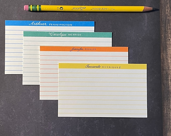 Personalized index cards / Handwritten