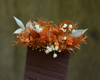 Autumn Rustic Terracotta pocket boutonniere, Woodland Fall dried boutonniere, Groom pocket flowers, Dried Flower Grooms Buttonhole