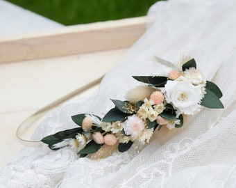 Real Dried Flowers Crown,  Dried Wedding Crown, Real Dried Eucalyptus Baby's Breath Crown, Gypsophila Crown, Preserved eucalyptus crown
