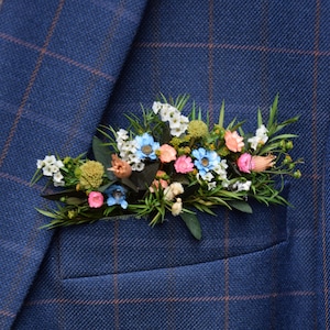 Rustic pocket boutonniere, Woodland dried boutonniere, Vintage or country wedding, Dried Flower Grooms Buttonhole