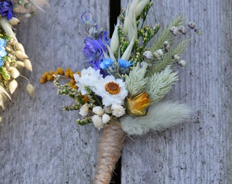 Rustic wedding buttonhole, Woodland dried boutonniere, Vintage or country wedding, Dried Flower Grooms Buttonhole