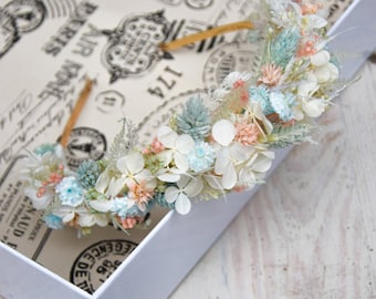 Head wreath, Wedding headband, Rustic wreath, dried flowers headband, Folk wedding, Rustic wedding