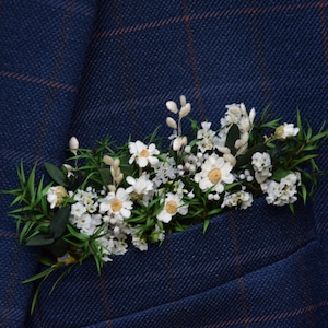 Rustic pocket boutonniere, Woodland dried boutonniere, Vintage or country wedding, Dried Flower Grooms Buttonhole