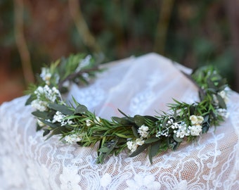 Couronne de tête, bandeau de mariage, couronne rustique, bandeau de fleurs séchées, mariage folklorique, mariage rustique