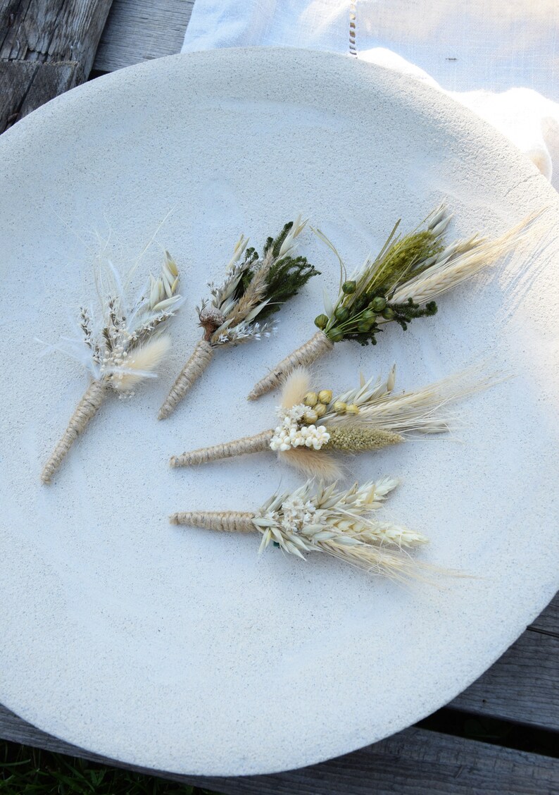 Rustic wedding buttonhole, Woodland dried boutonniere, Vintage or country wedding, Dried Flower Grooms Buttonhole image 8