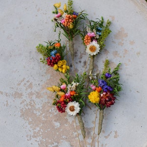 Horquillas rústicas de flores estabilizadas., moños de novia con yeso, pasadores de novia