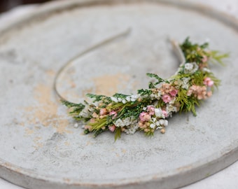 Couronne de cheveux de fleur de prairie, couronne de fleur de mariage folklorique, couronne de cheveux de mariage coloré