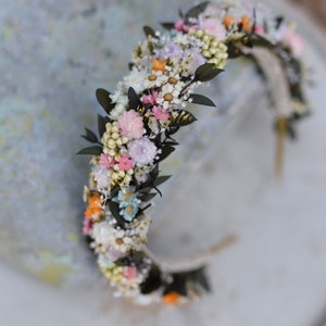 Colourful wedding hair crown Bridal meadow headpiece Flower crown for bride Preserved long lasting crown Wildflowers wedding Autumn