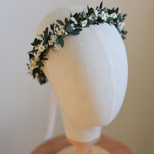 flower crown with eucalyptus, Wedding forest crown, Green wreath, Wreath of dried and stabilized flowers, Rustic wedding