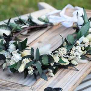 flower crown with eucalyptus, Wedding forest crown, Green wreath, Wreath of dried and stabilized flowers, Rustic wedding