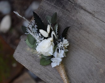 Rustic wedding buttonhole, Woodland dried boutonniere, Vintage or country wedding, Dried Flower Grooms Buttonhole