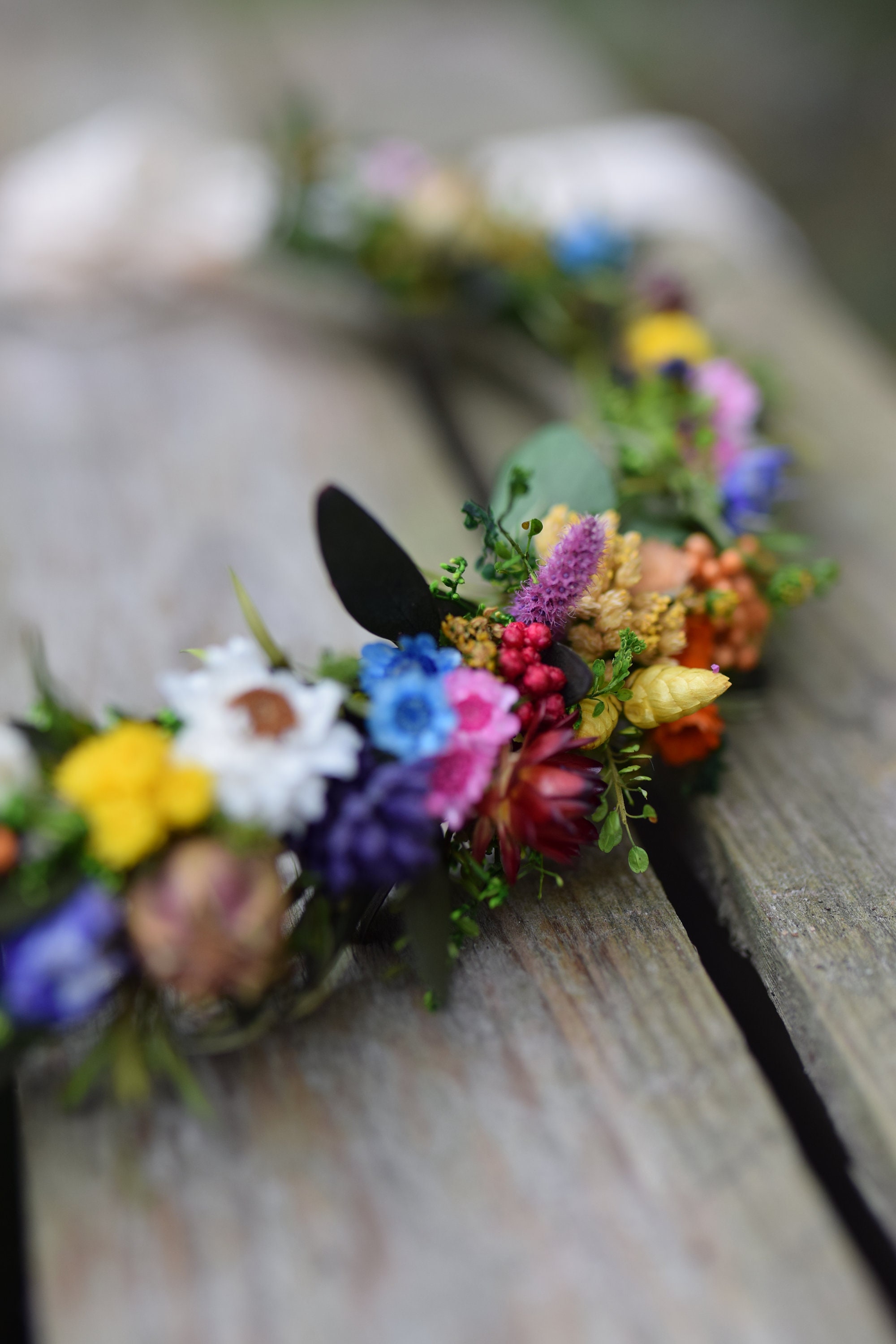 Meadow Flower Hair Crown, Folk Wedding Flower Crown
