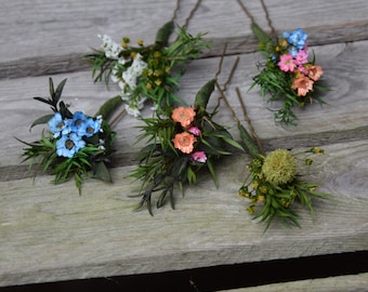 Colourful meadow flower hairpins, Hippie flower hairpins , Rainbow hairpins