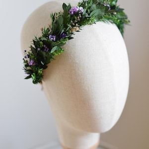 Green headband with eucalyptus and ferns , forest wedding, autumn headband, winter wedding