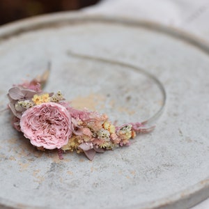 Romantic, pastel headband, Pastel head wreath made of dried flowers, Pastel wedding