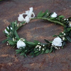 flower crown with eucalyptus, Wedding forest crown, Green wreath, Wreath of dried and stabilized flowers, Rustic wedding