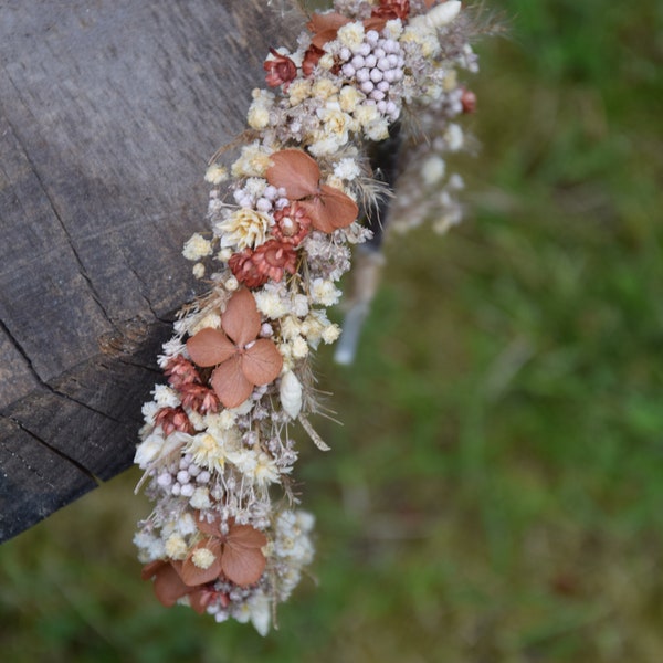 Autumn headband, Flower hair band, Dried crown  in autumn colors, Woodland headband, Groom Hair Rustic Bohemian Dried Flower Crown