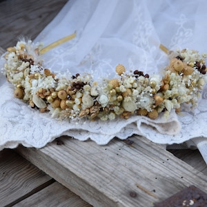 Head wreath, Wedding headband, Rustic wreath, dried flowers headband, Folk wedding, Rustic wedding
