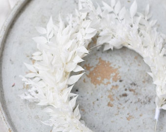 Head wreath, Ivory Wedding headband, Rustic wreath, white dried flowers headband, Folk wedding, Rustic wedding