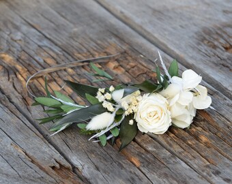 Real Dried Flowers Crown,  Dried Wedding Crown, Real Dried Eucalyptus Baby's Breath Crown, Gypsophila Crown, Preserved eucalyptus crown