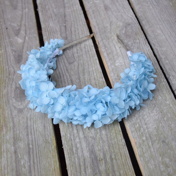 Blue hydrangea headband for the bride or bridesmaid