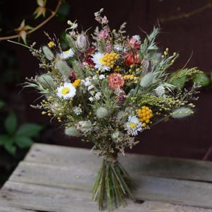 Colorful Bridal Bouquet, Dried Flower Wedding Bouquet, Bridesmaid Bouquet, Rustic Wedding, Wildflower Bouquet