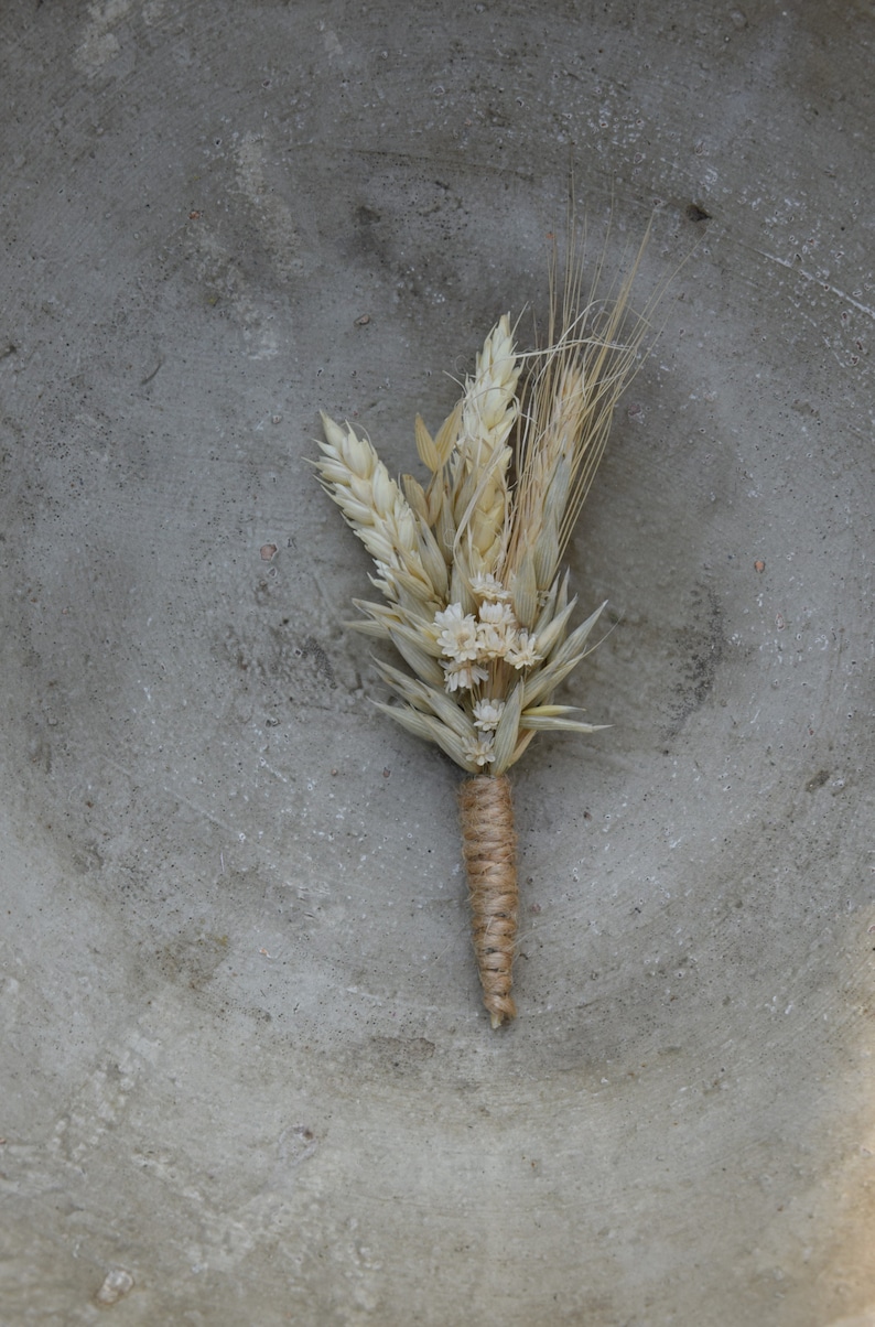 Rustic wedding buttonhole, Woodland dried boutonniere, Vintage or country wedding, Dried Flower Grooms Buttonhole image 2