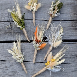 Rustic wedding buttonhole, Woodland dried boutonniere, Vintage or country wedding, Dried Flower Grooms Buttonhole image 9