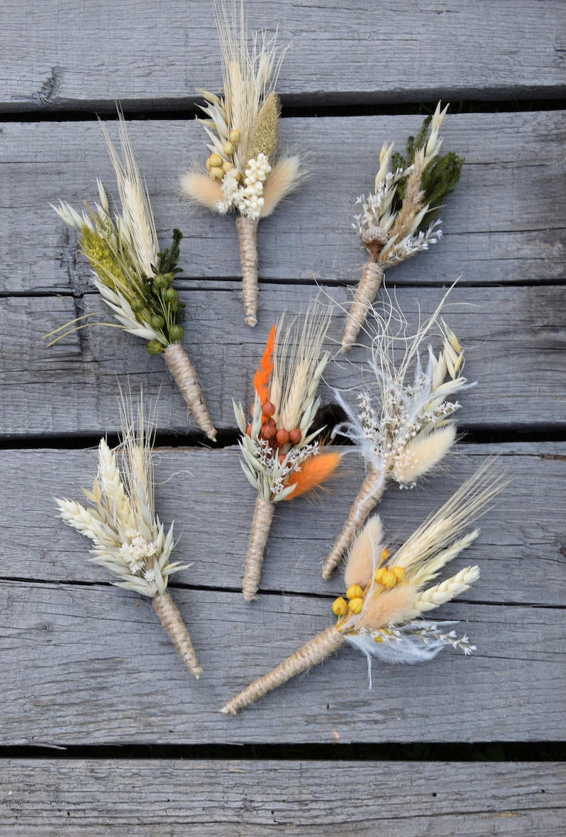 Rustic wedding buttonhole, Woodland dried boutonniere, Vintage or country wedding, Dried Flower Grooms Buttonhole image 9