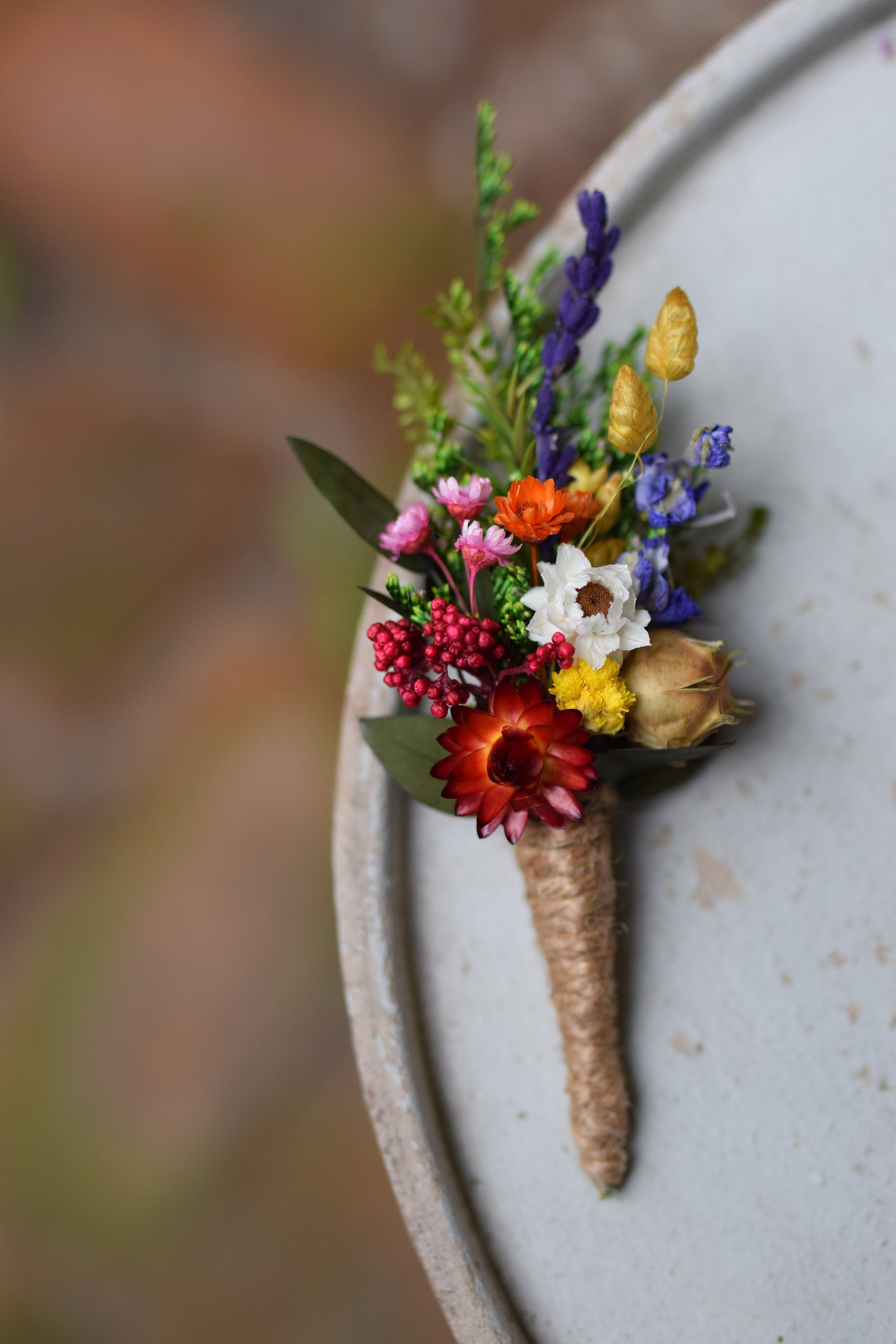 Ojal de boda rústico, ramo de flores secas Woodland, boda vintage o country, novios de flores secas Ojal