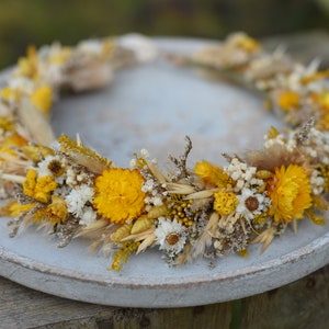 Yellow Dried Flower crown, Wedding flower crown, Bridal flower crown, Rustic Flower Crown, Maternity photosession, Wildflower crown,