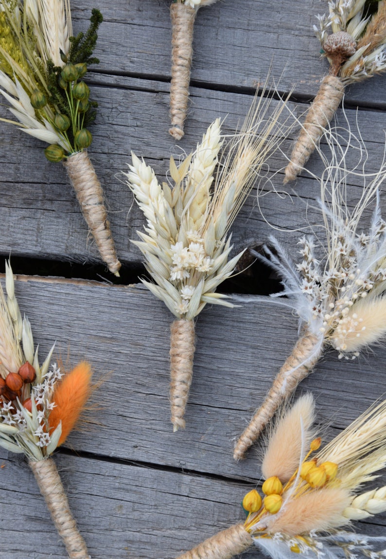 Rustic wedding buttonhole, Woodland dried boutonniere, Vintage or country wedding, Dried Flower Grooms Buttonhole image 5