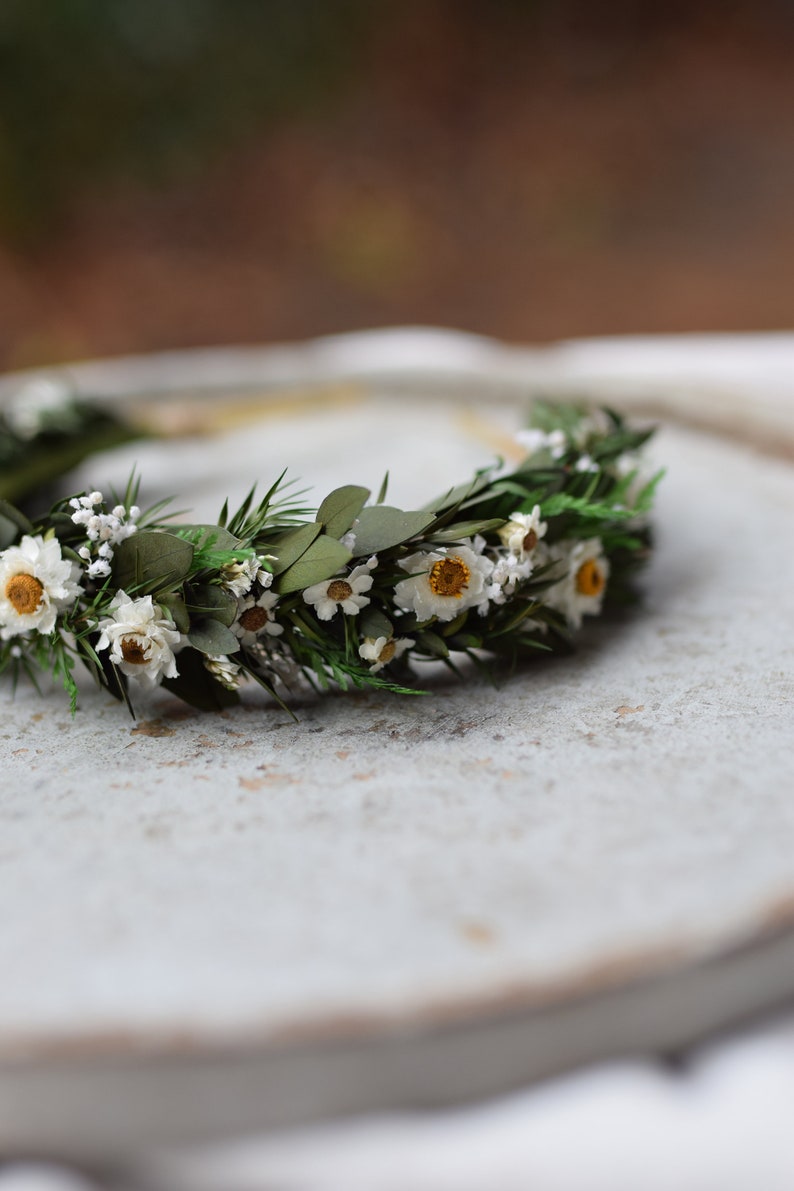 Kopf Kranz, Hochzeit Stirnband, Rustikaler Kranz, Trockenblumen Stirnband, Volkshochzeit, Rustikale Hochzeit Bild 3